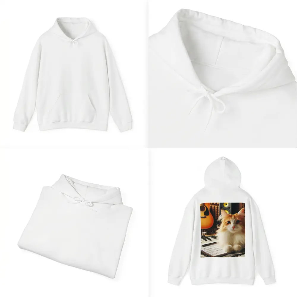 Orange Cat Relaxing in Music Studio – Hoodies
