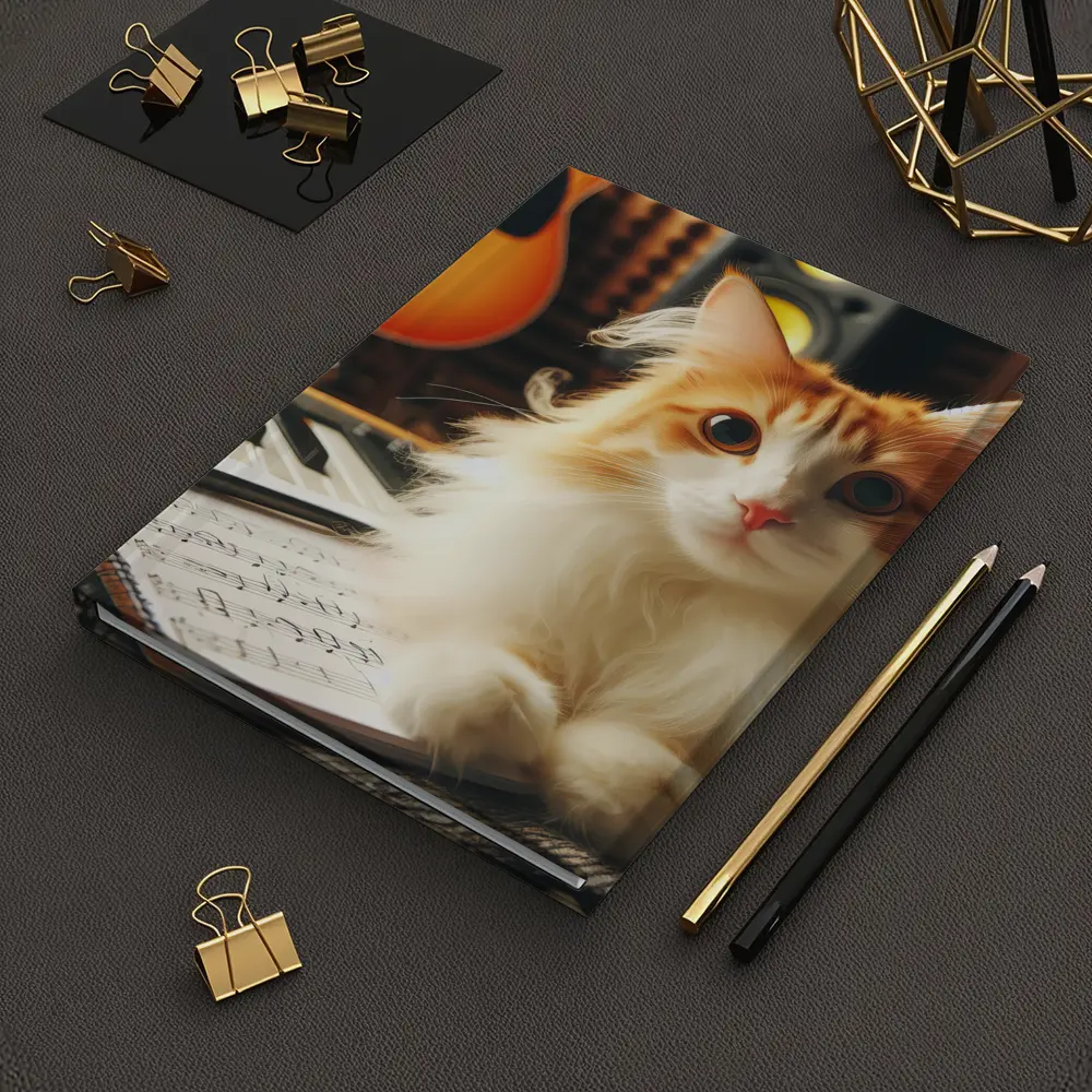 Orange Cat Relaxing in Music Studio – Notebooks