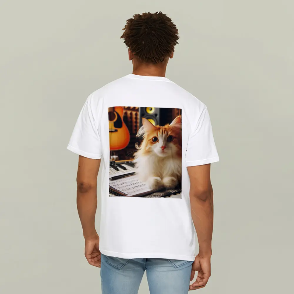 Orange Cat Relaxing in Music Studio – T-Shirts