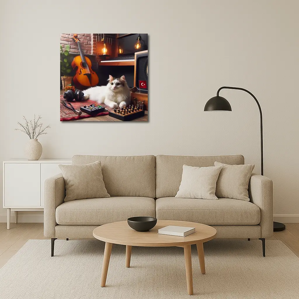 Turkish Van Cat Music Room Cozy Interior – Wall Art