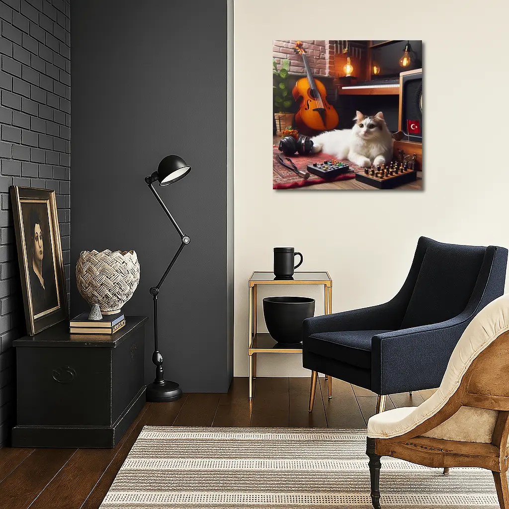Turkish Van Cat Music Room Cozy Interior – Wall Art