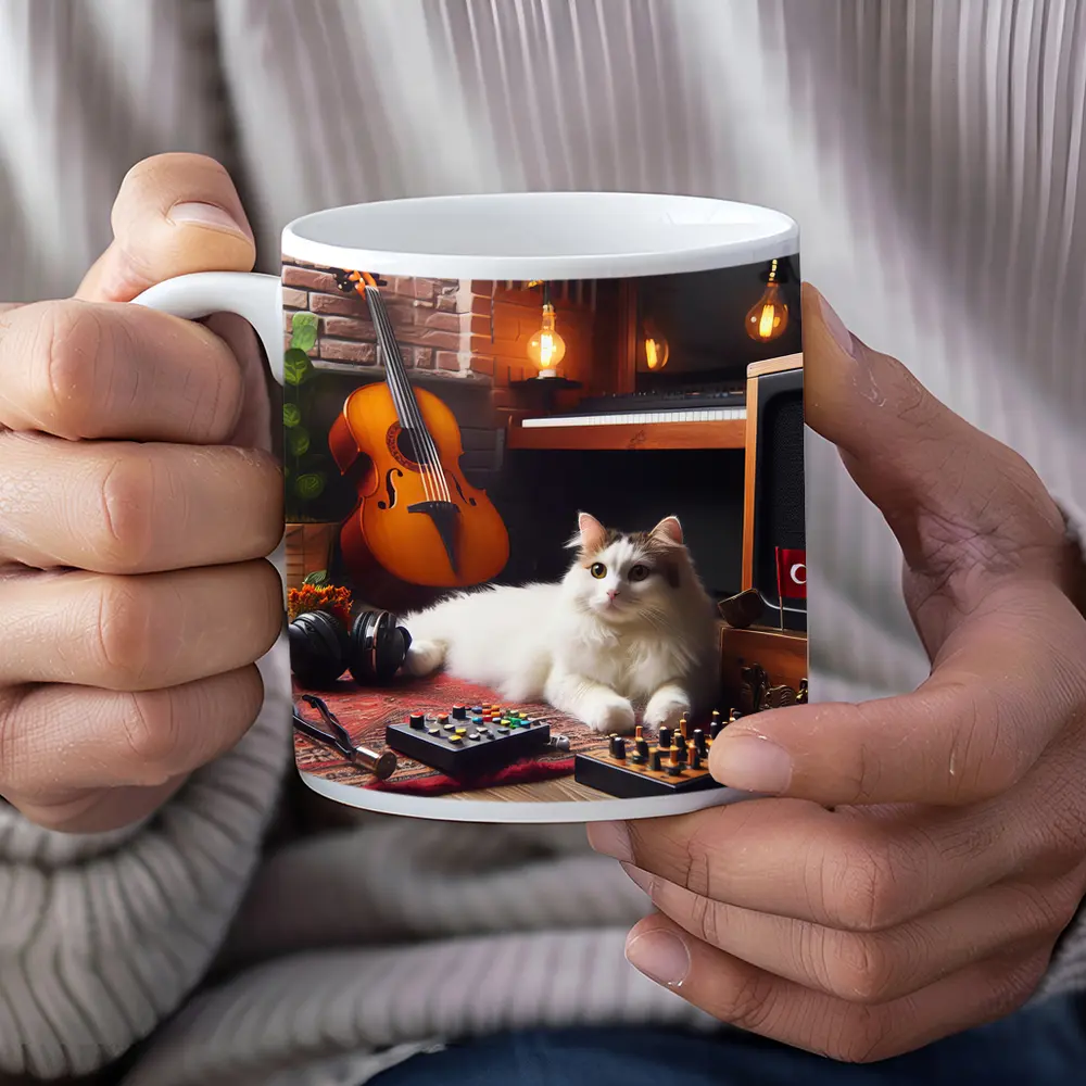 Turkish Van Cat Music Room Cozy Interior – Mugs