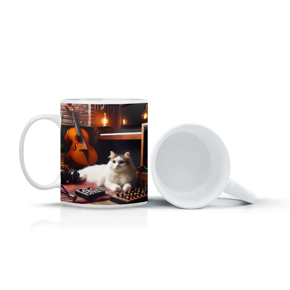 Turkish Van Cat Music Room Cozy Interior – Mugs