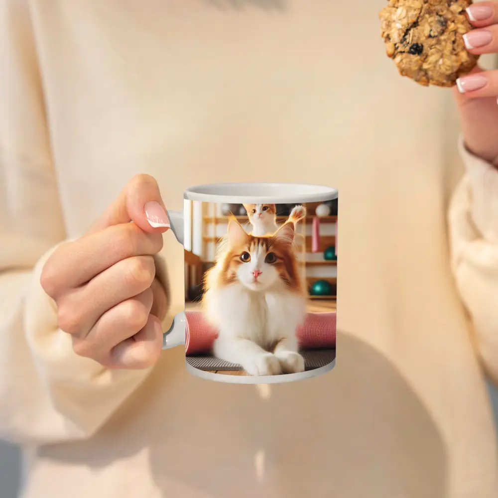 Fluffy Orange Cat Yoga Studio Workout – Mugs