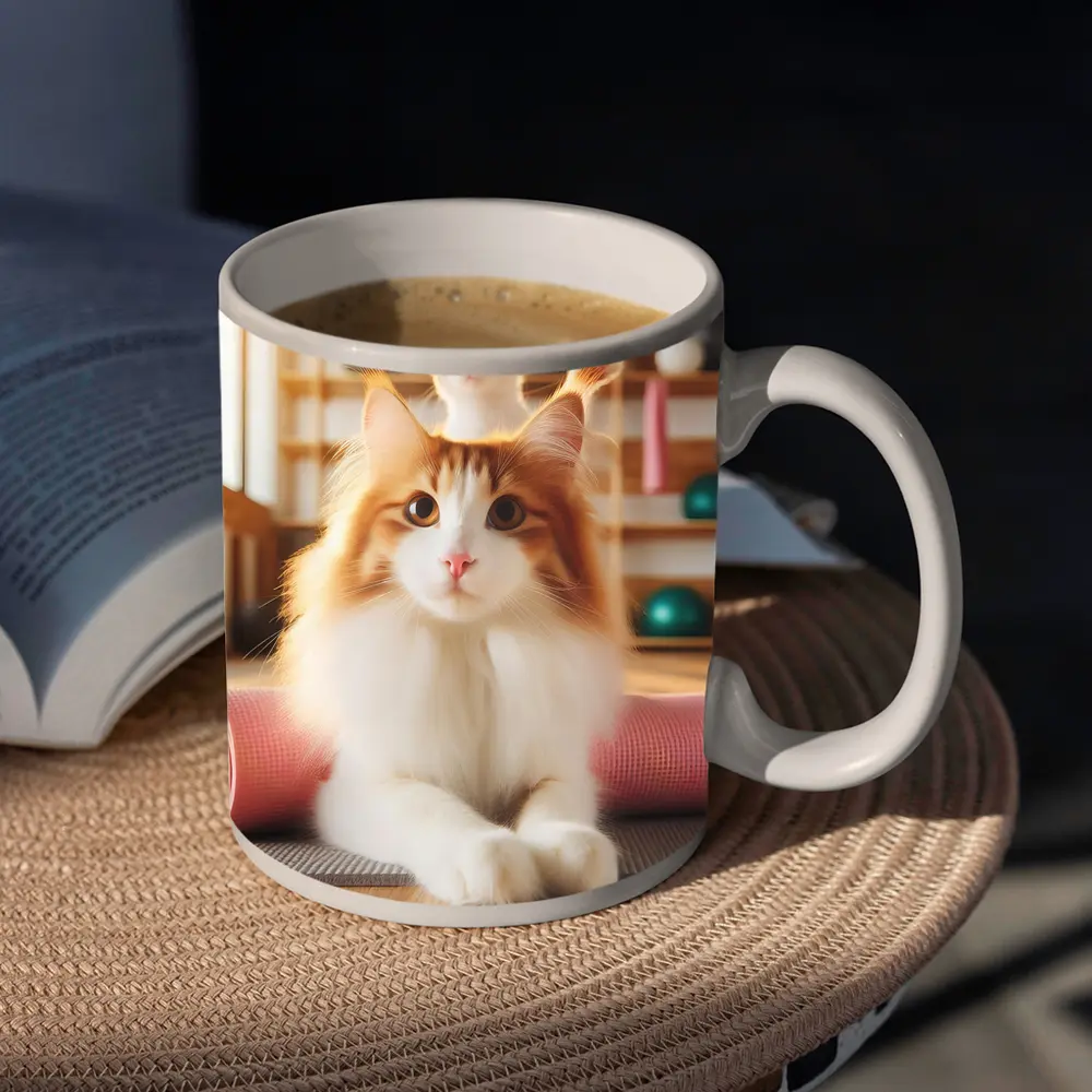 Fluffy Orange Cat Yoga Studio Workout – Mugs