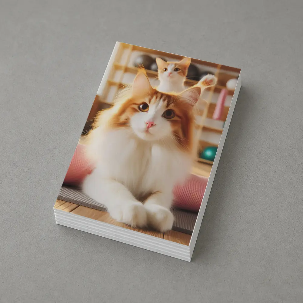 Fluffy Orange Cat Yoga Studio Workout – Postcards