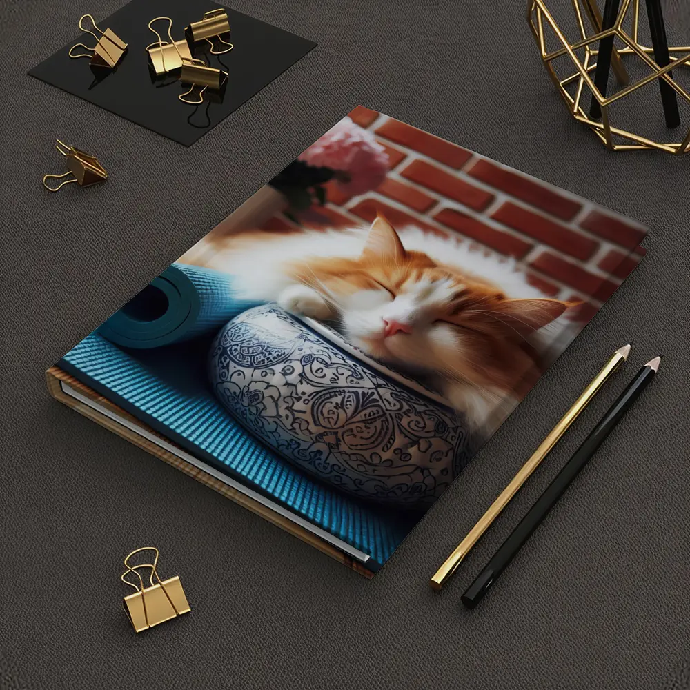 Sleeping Orange Cat Yoga Mat Brick Wall – Notebooks