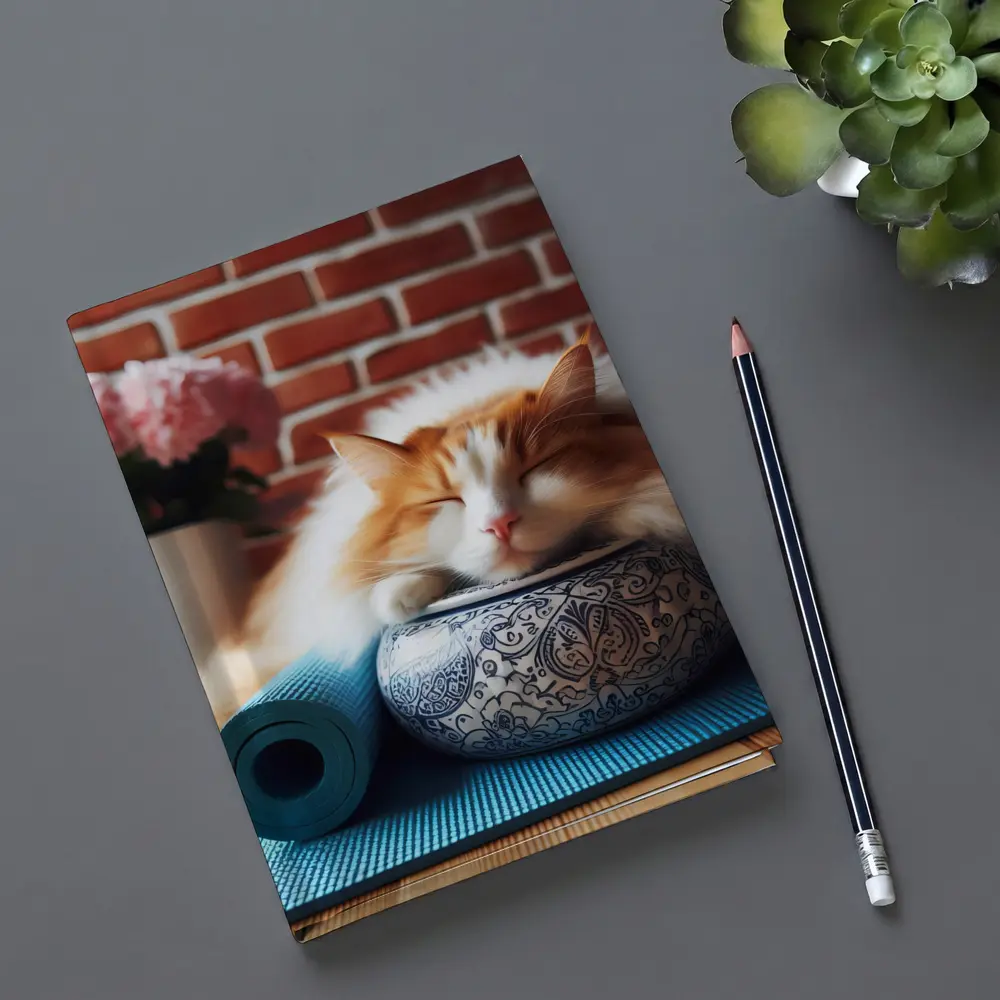 Sleeping Orange Cat Yoga Mat Brick Wall – Notebooks