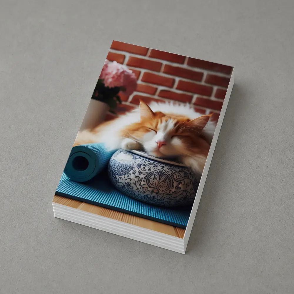 Sleeping Orange Cat Yoga Mat Brick Wall – Postcards