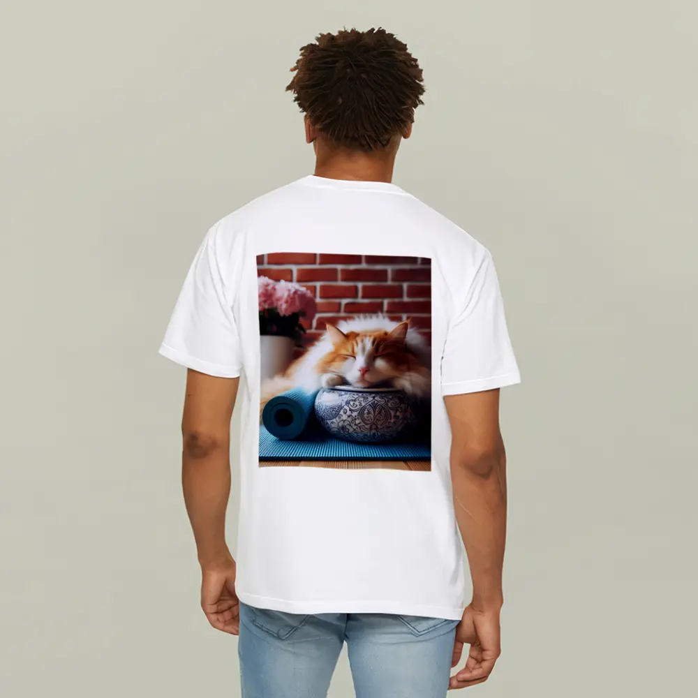 Sleeping Orange Cat Yoga Mat Brick Wall – T-Shirts