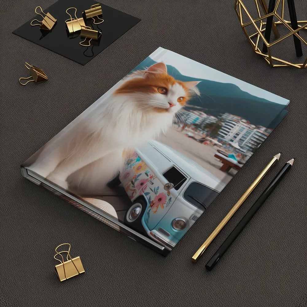 Turkish Van Cat Beach Retro Floral Van – Notebooks