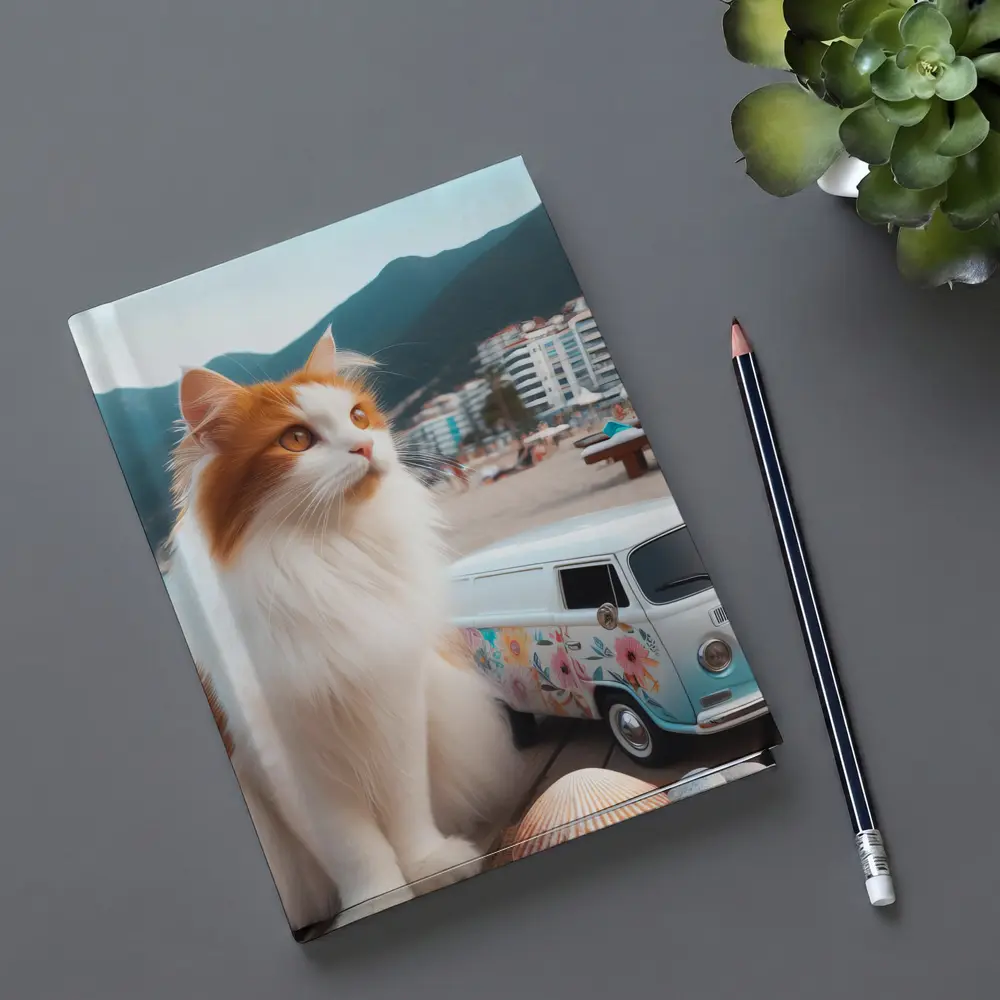 Turkish Van Cat Beach Retro Floral Van – Notebooks