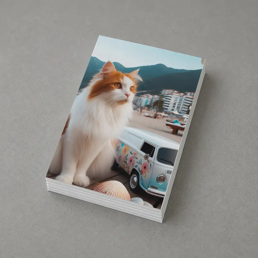 Turkish Van Cat Beach Retro Floral Van – Postcards