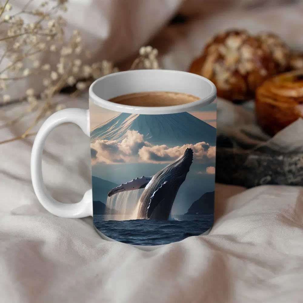 Humpback Whale Breaching Near Mount Fuji – Mugs