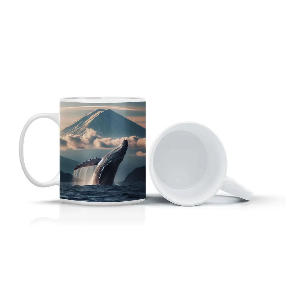 Humpback Whale Breaching Near Mount Fuji – Mugs