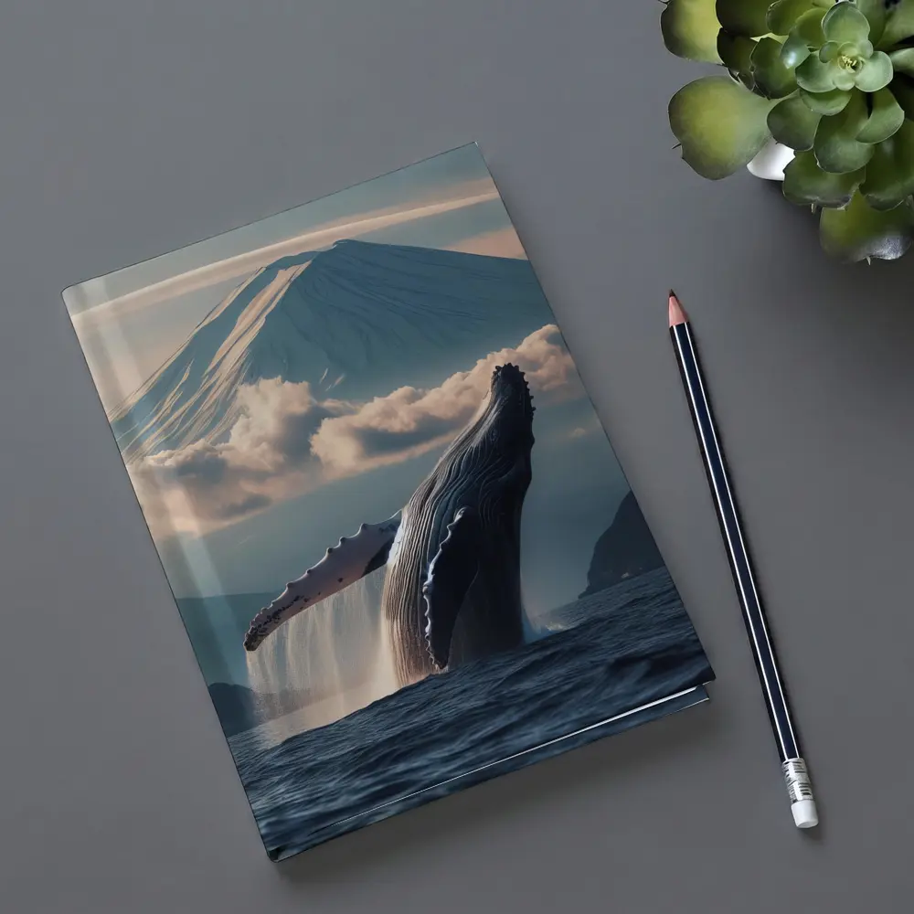 Humpback Whale Breaching Near Mount Fuji – Notebooks