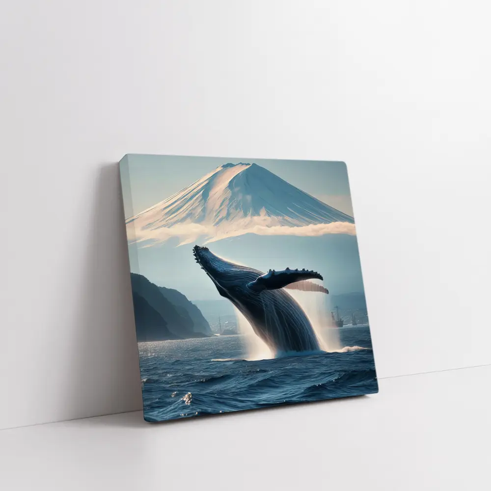 Humpback Whale Breaching Near Mount Fuji – Wall Art
