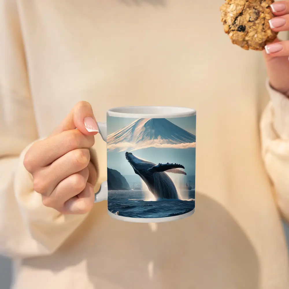 Humpback Whale Breaching Near Mount Fuji – Mugs