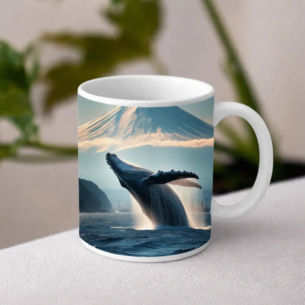 Humpback Whale Breaching Near Mount Fuji – Mugs