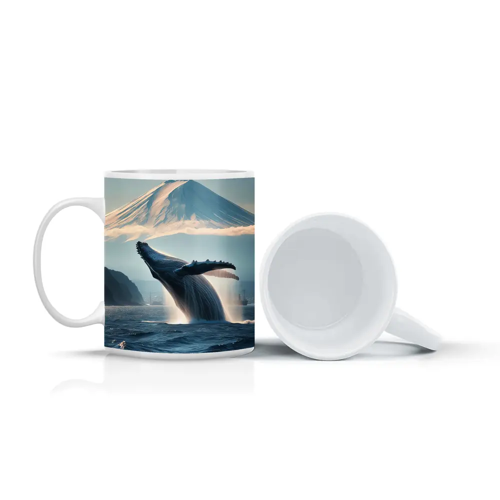 Humpback Whale Breaching Near Mount Fuji – Mugs