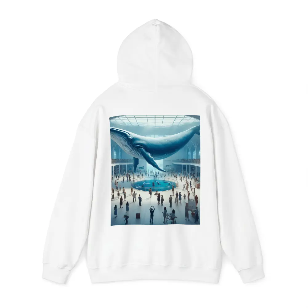 Blue Whale Over Museum Aquarium Crowd – Hoodies