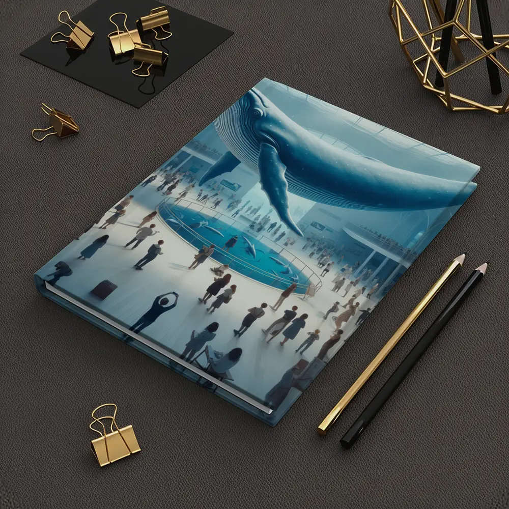 Blue Whale Over Museum Aquarium Crowd – Notebooks