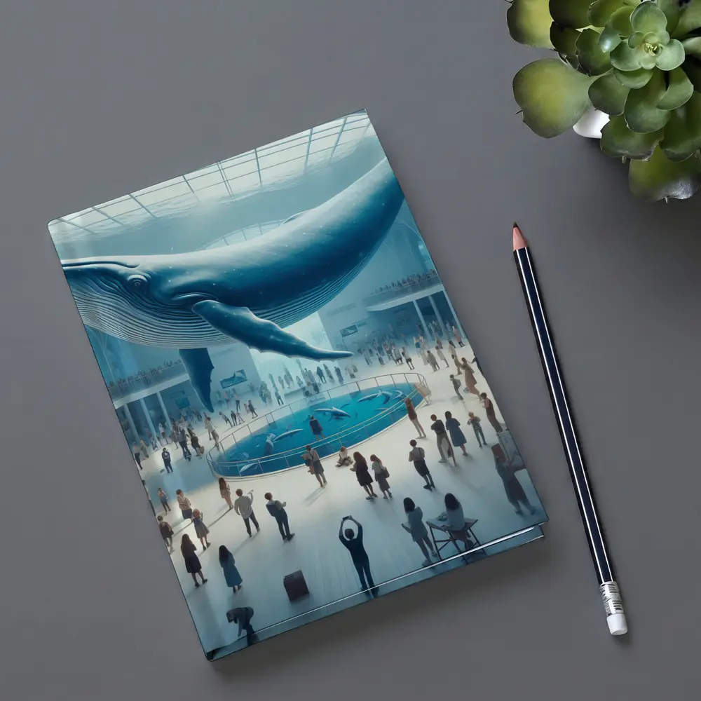 Blue Whale Over Museum Aquarium Crowd – Notebooks