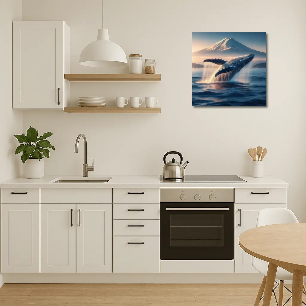Humpback Whale Breaching Near Mount Fuji – Wall Art