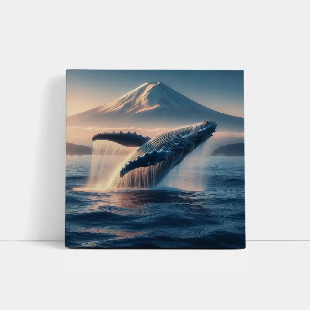 Humpback Whale Breaching Near Mount Fuji – Wall Art