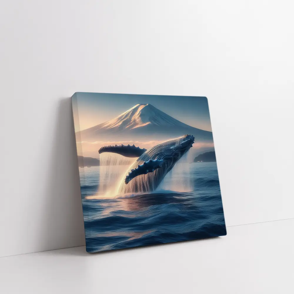 Humpback Whale Breaching Near Mount Fuji – Wall Art