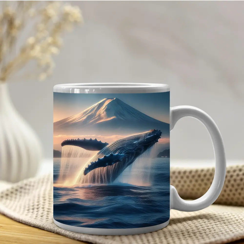 Humpback Whale Breaching Near Mount Fuji – Mugs