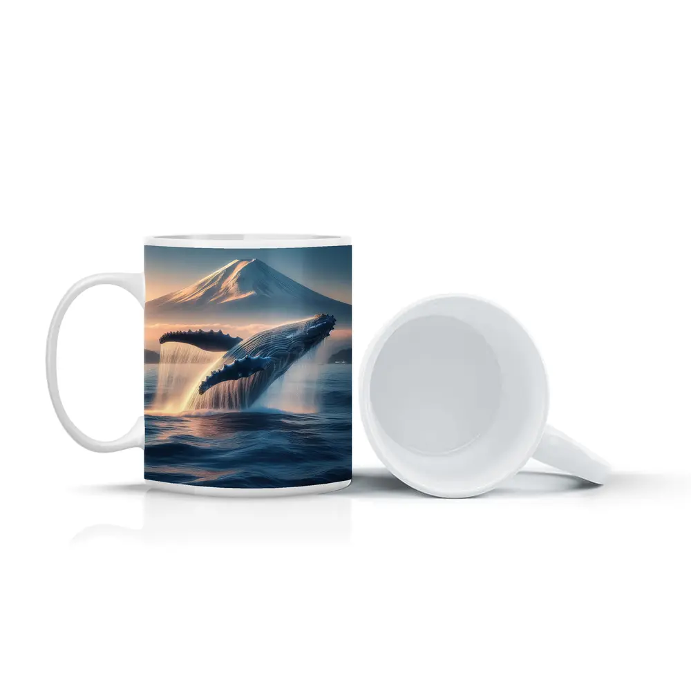 Humpback Whale Breaching Near Mount Fuji – Mugs