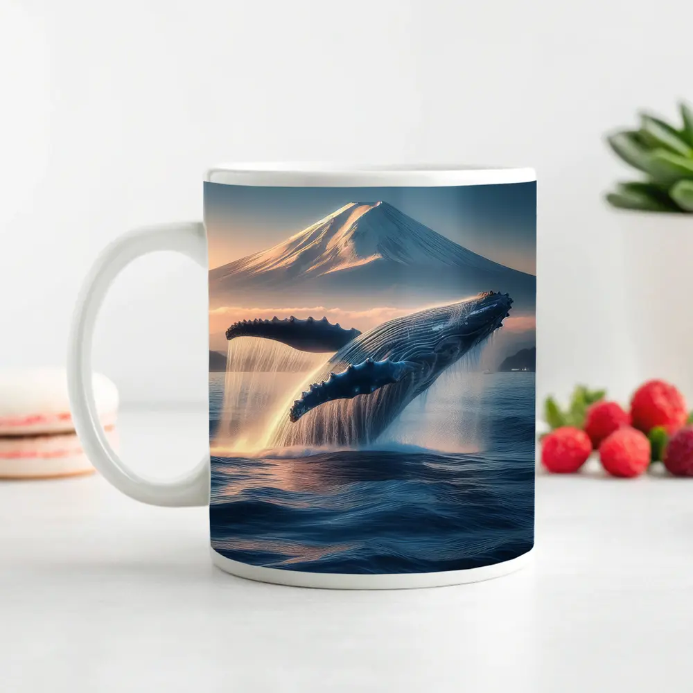 Humpback Whale Breaching Near Mount Fuji – Mugs