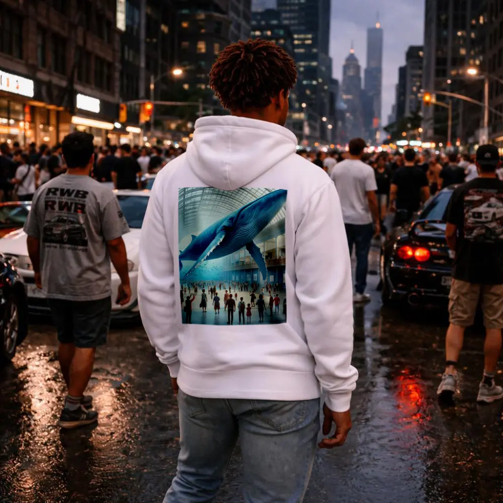 Blue Whale Floating Inside Museum Hall – Hoodies