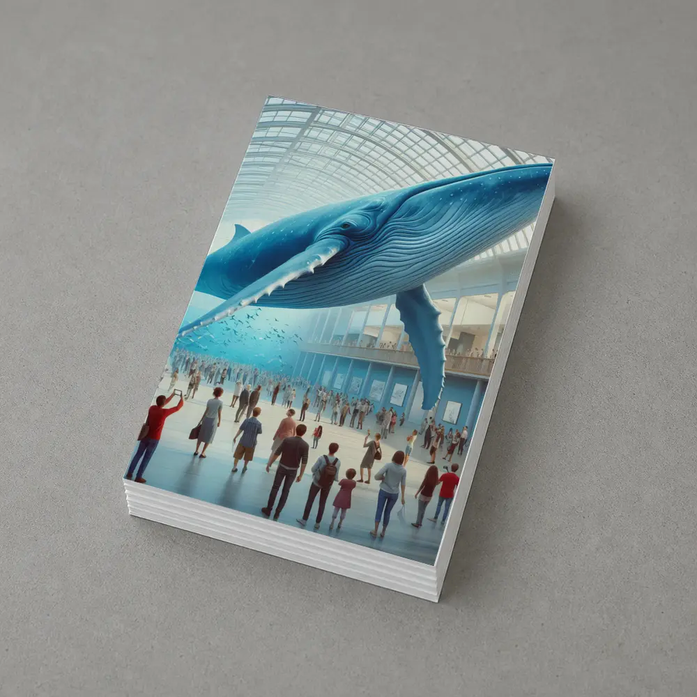 Blue Whale Floating Inside Museum Hall – Postcards