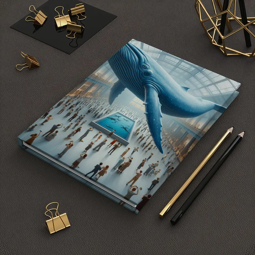 Blue Whale Floating Over Museum Crowd – Notebooks