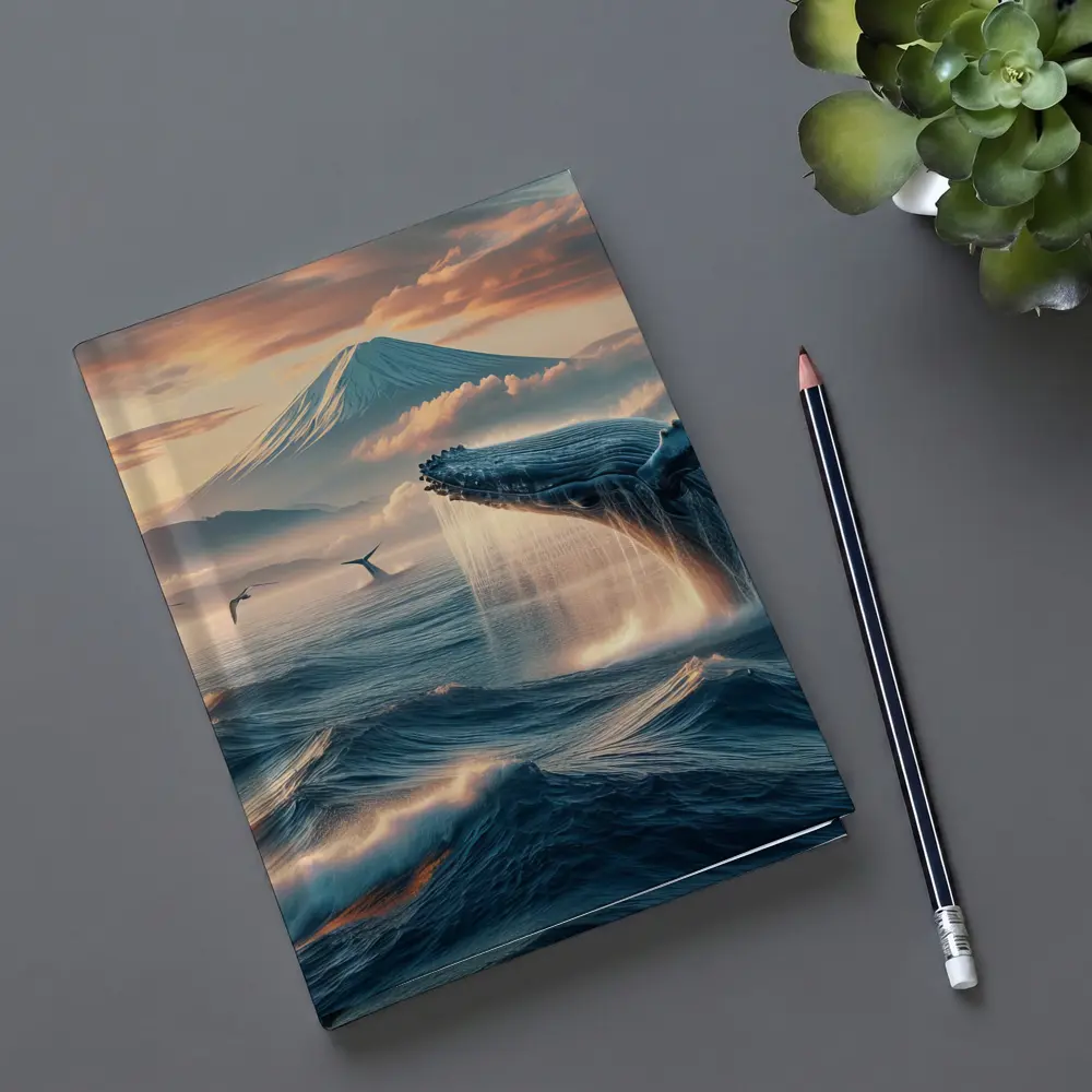 Humpback Whale Breaching Mount Fuji Sunset – Notebooks