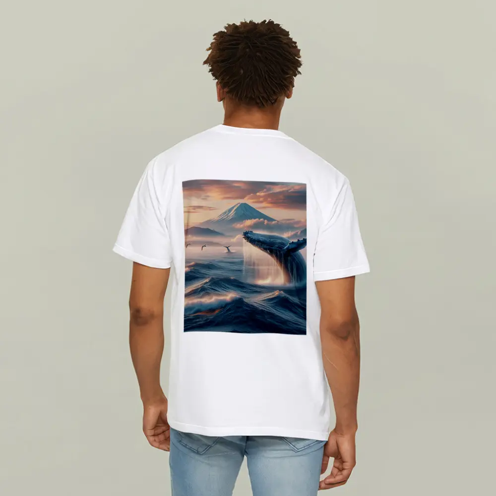 Humpback Whale Breaching Mount Fuji Sunset – T-Shirts