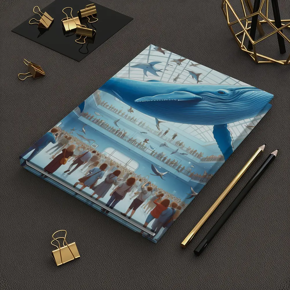 Blue Whale Flying Over Museum Crowd – Notebooks