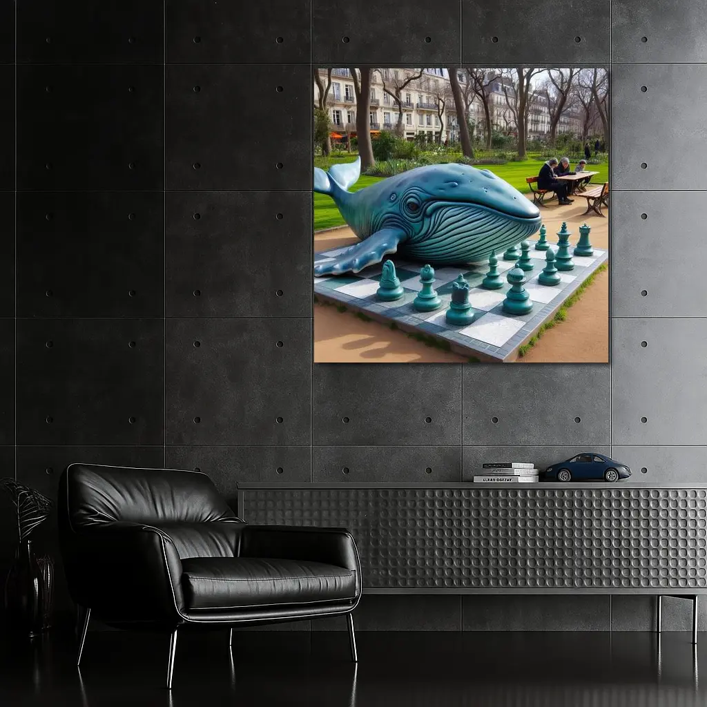 Blue Whale Chess Sculpture Paris Park – Wall Art