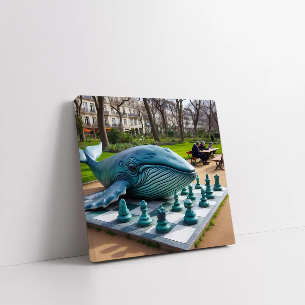 Blue Whale Chess Sculpture Paris Park – Wall Art
