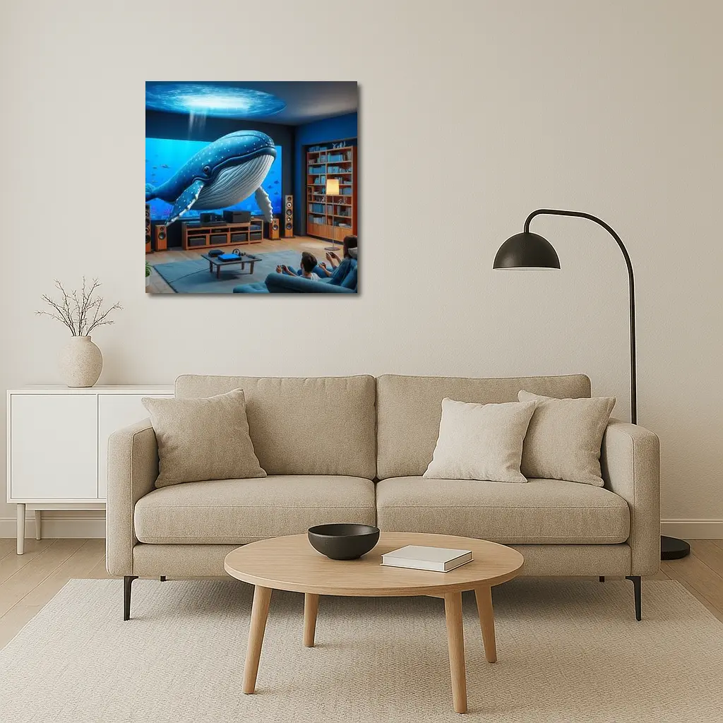 Blue Whale Art Living Room Ocean Scene – Wall Art