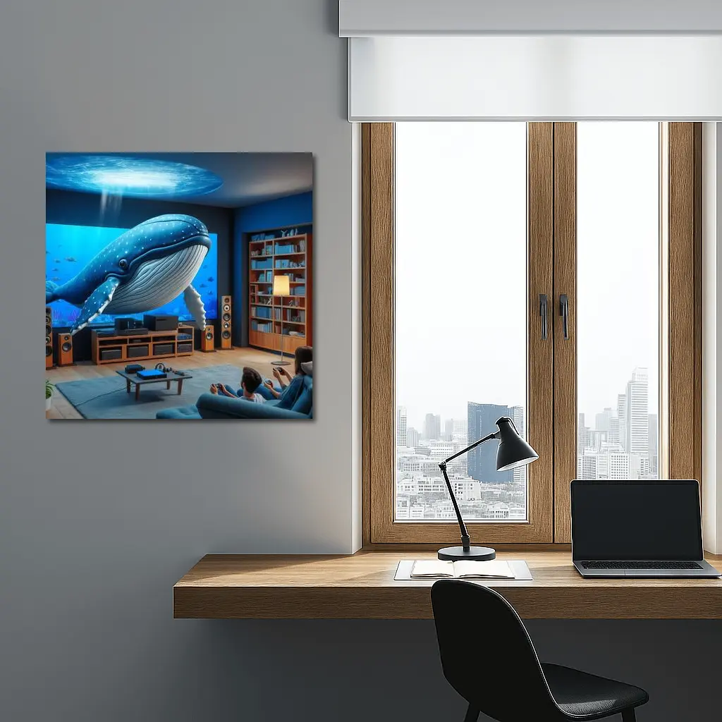 Blue Whale Art Living Room Ocean Scene – Wall Art