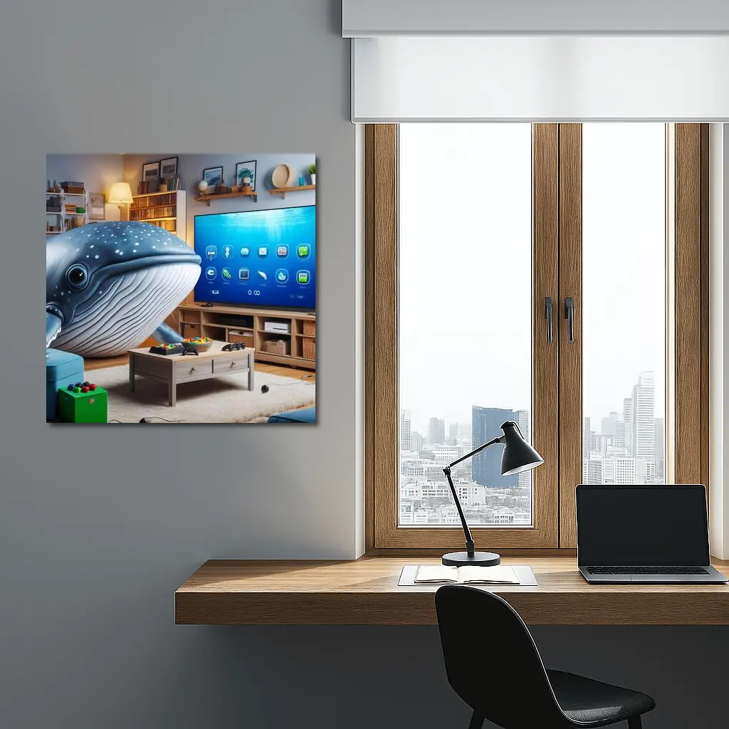 Whale Shark Relaxing In Cozy Living Room – Wall Art