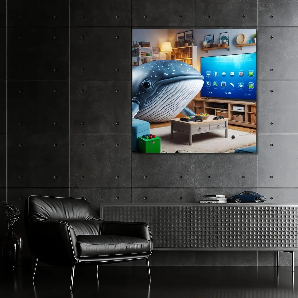Whale Shark Relaxing In Cozy Living Room – Wall Art