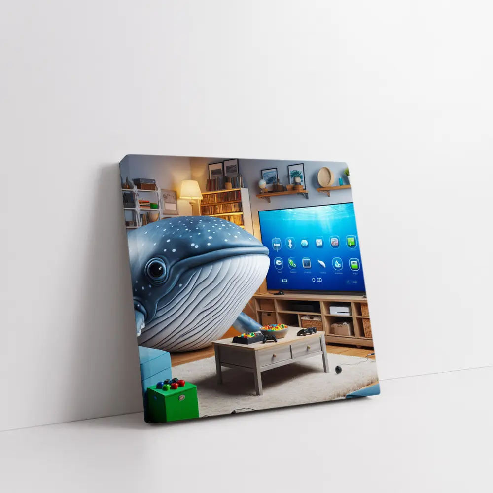 Whale Shark Relaxing In Cozy Living Room – Wall Art