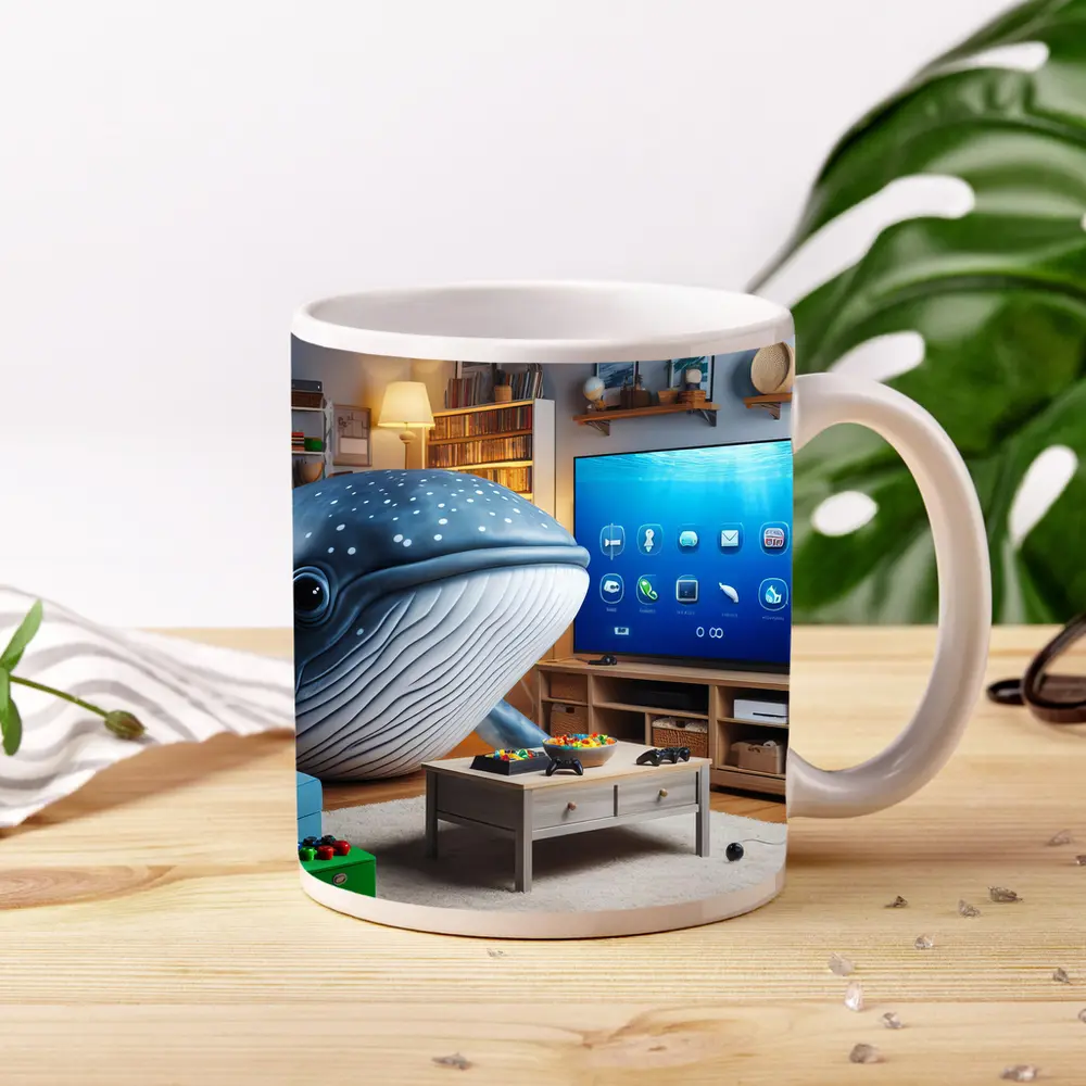 Whale Shark Relaxing In Cozy Living Room – Mugs