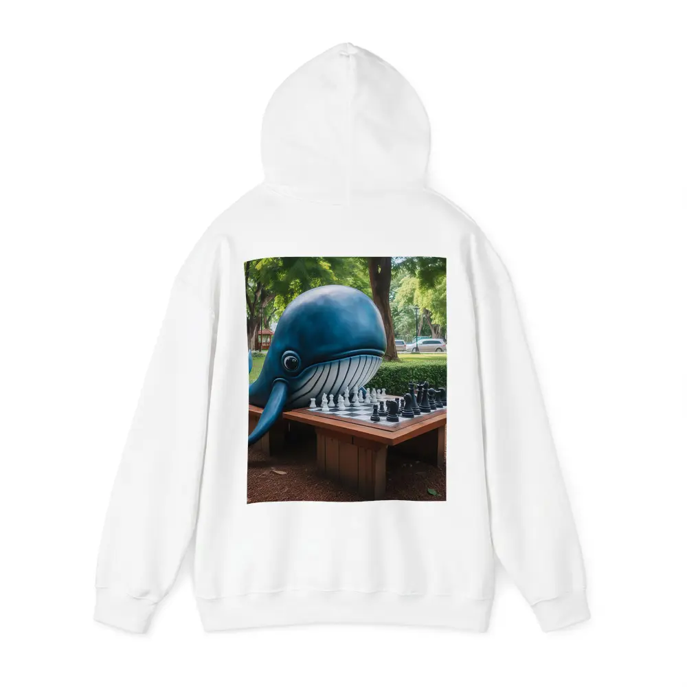 Blue Whale Playing Chess In Park – Hoodies