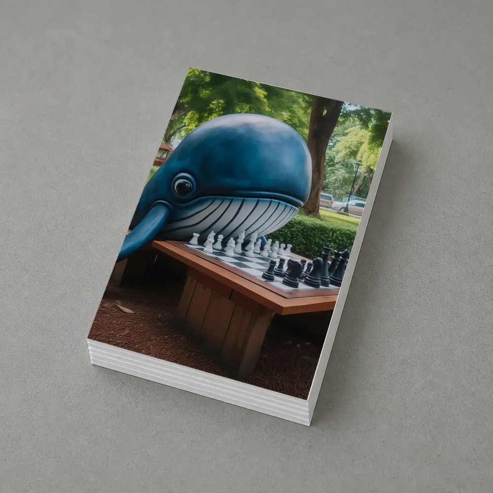 Blue Whale Playing Chess In Park – Postcards