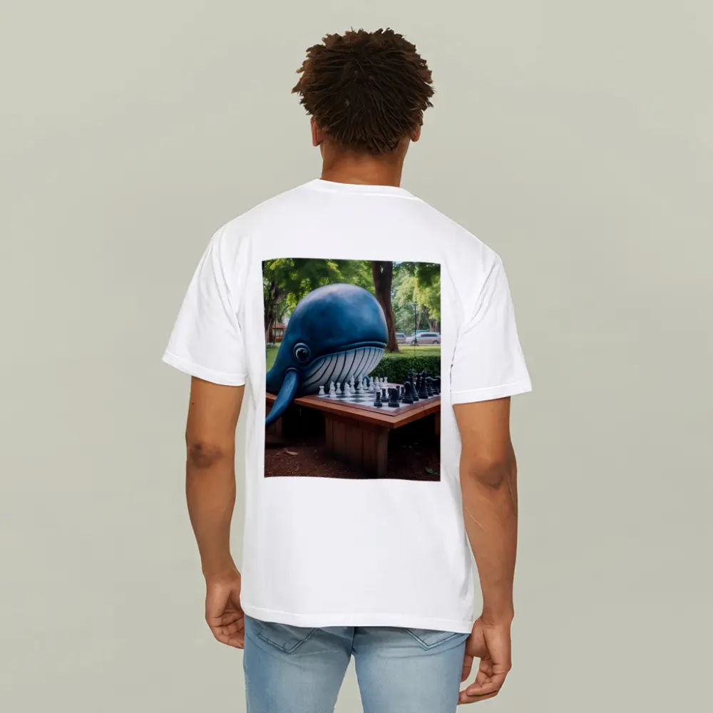 Blue Whale Playing Chess In Park – T-Shirts